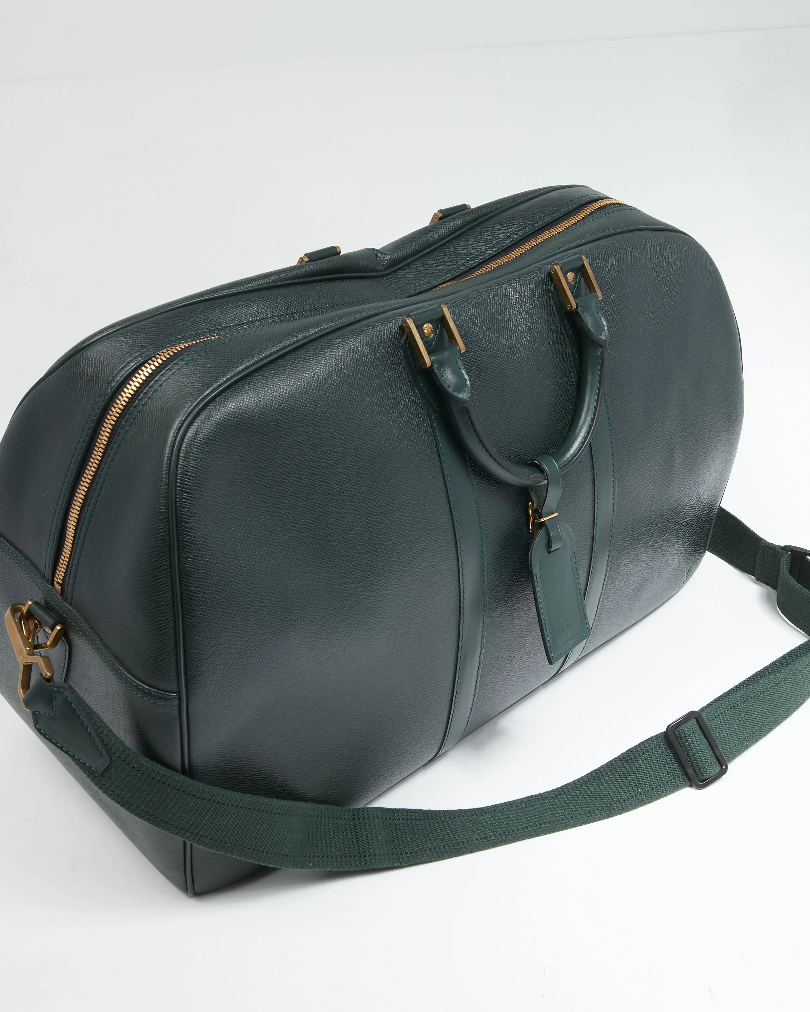 Louis Vuitton Hunter Green Taiga Leather Kendall Duffle Travel Bag