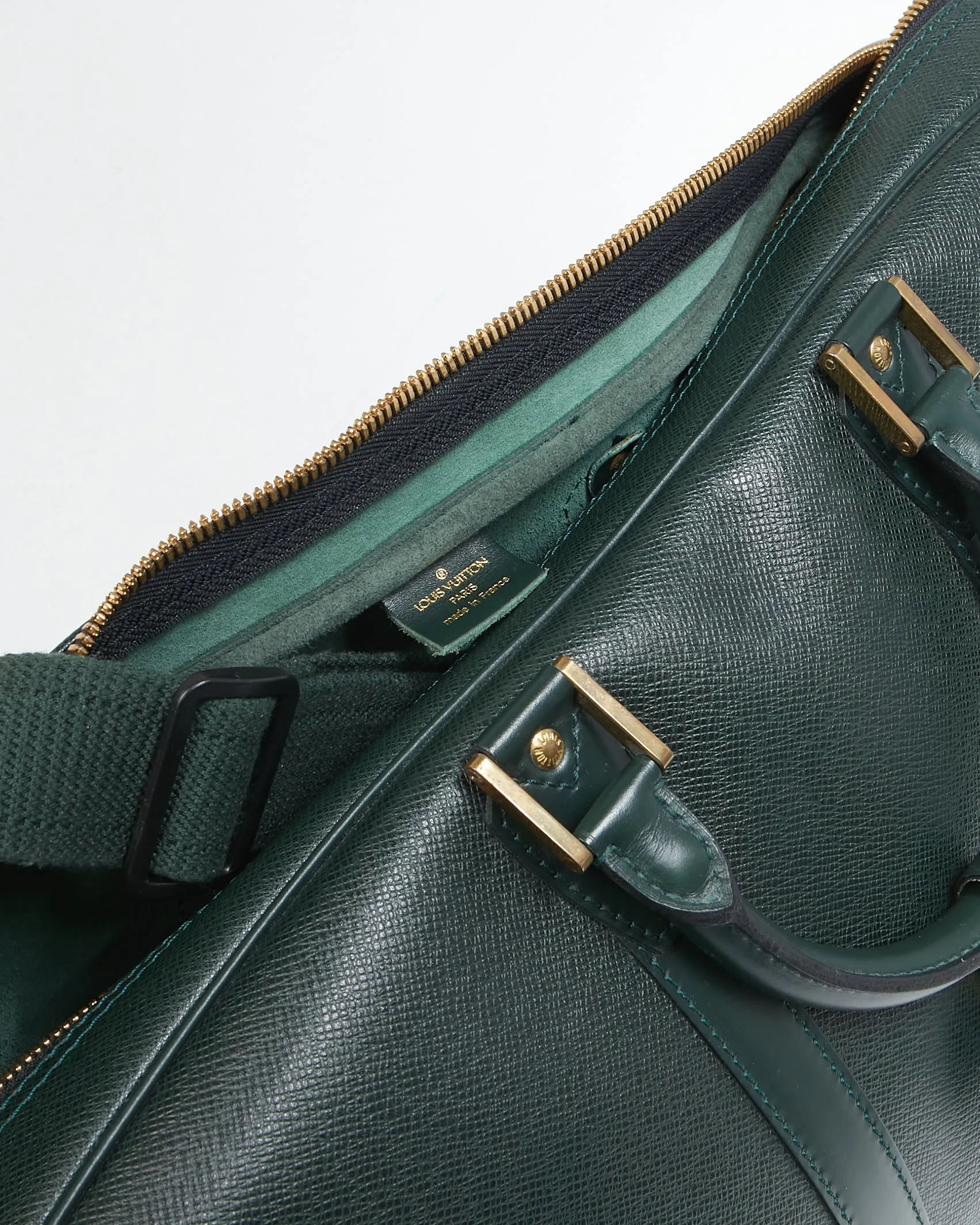 Louis Vuitton Hunter Green Taiga Leather Kendall Duffle Travel Bag