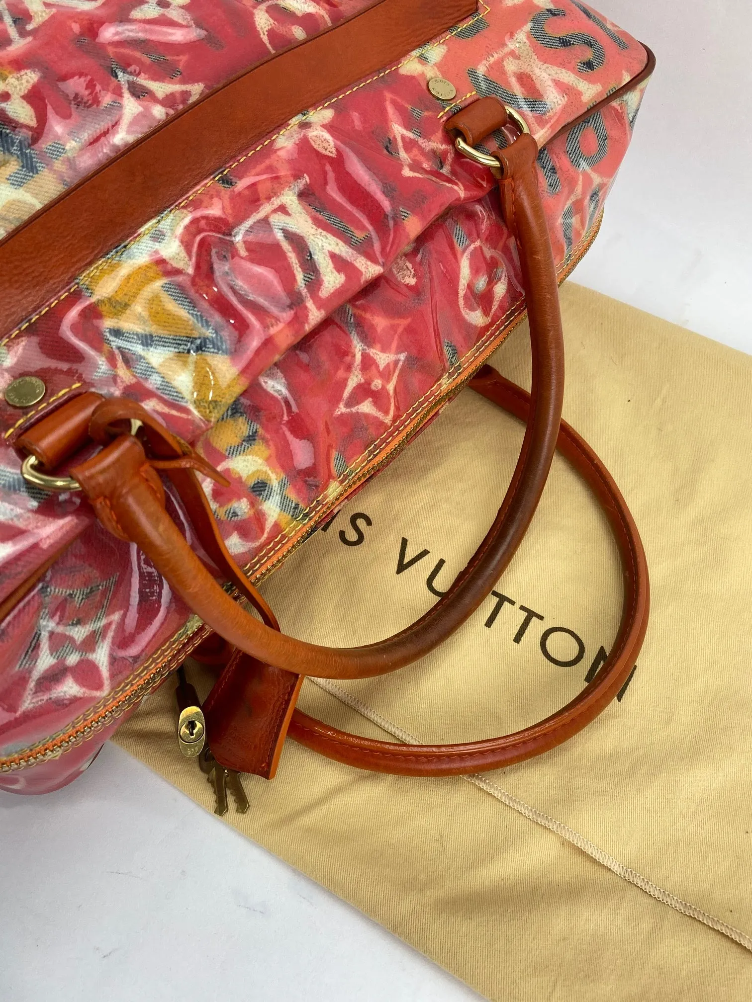 LOUIS VUITTON Limited Edition Richard Prince Pink Denim Weekender PM Pulp Bag Luggage