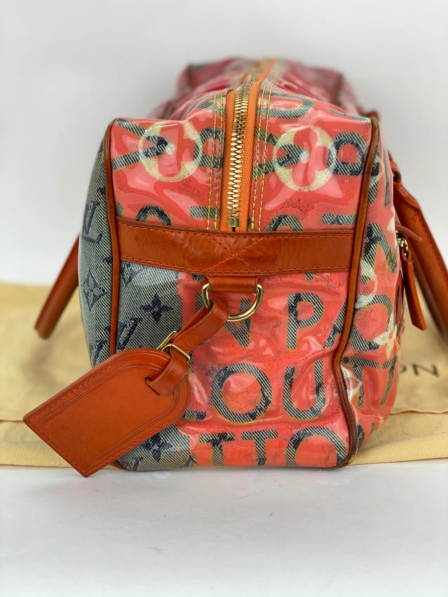 LOUIS VUITTON Limited Edition Richard Prince Pink Denim Weekender PM Pulp Bag Luggage