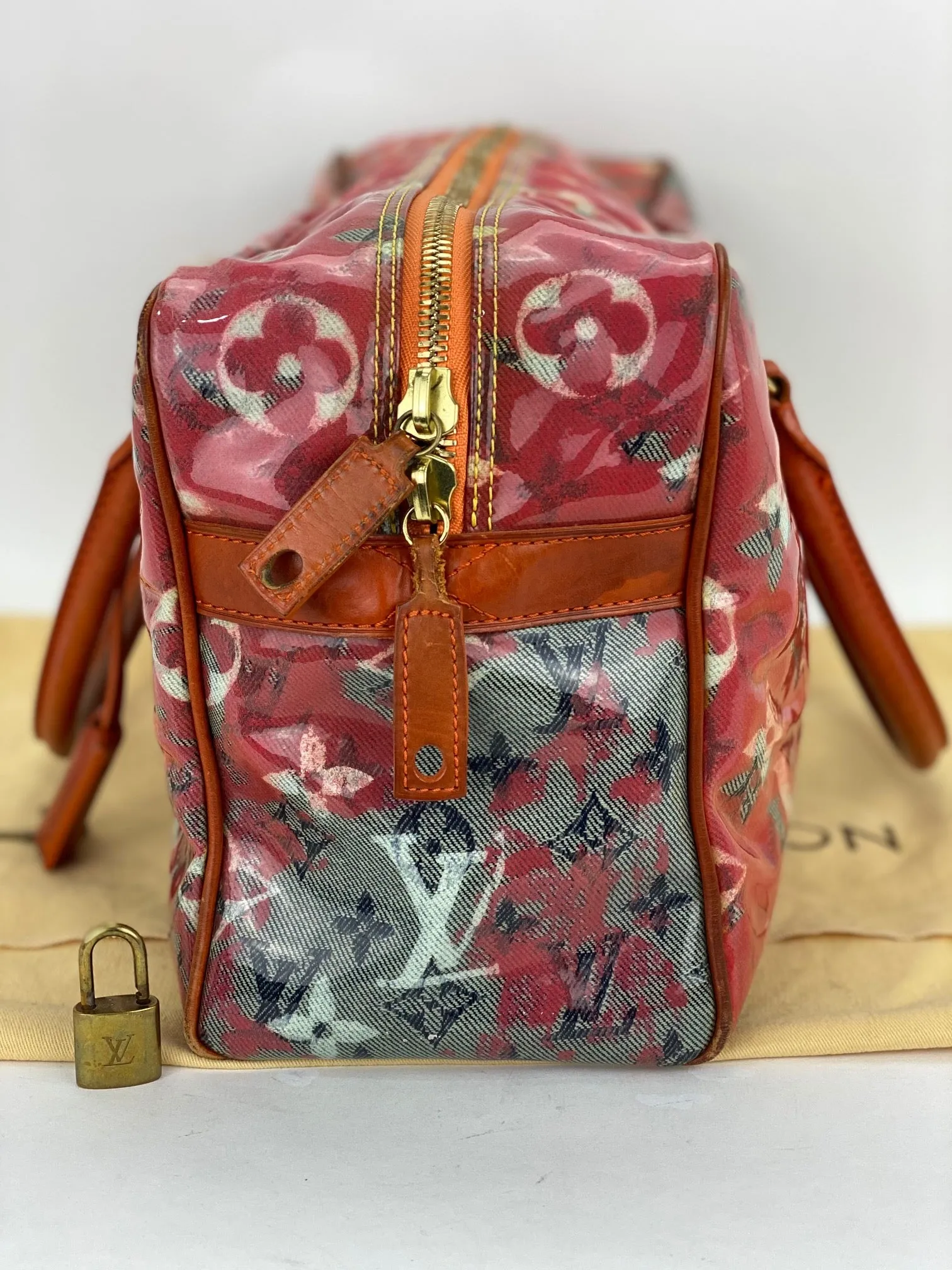 LOUIS VUITTON Limited Edition Richard Prince Pink Denim Weekender PM Pulp Bag Luggage