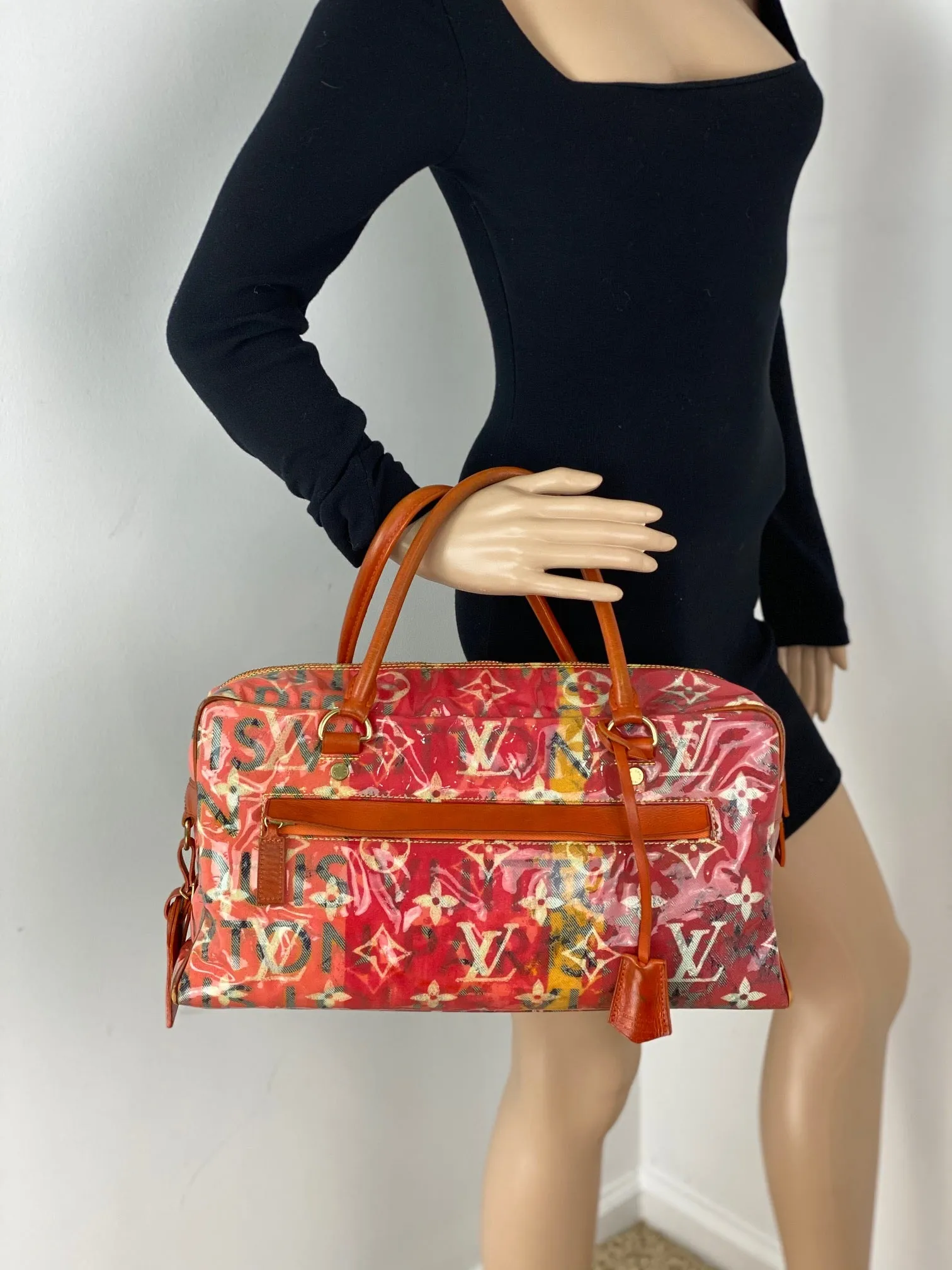 LOUIS VUITTON Limited Edition Richard Prince Pink Denim Weekender PM Pulp Bag Luggage