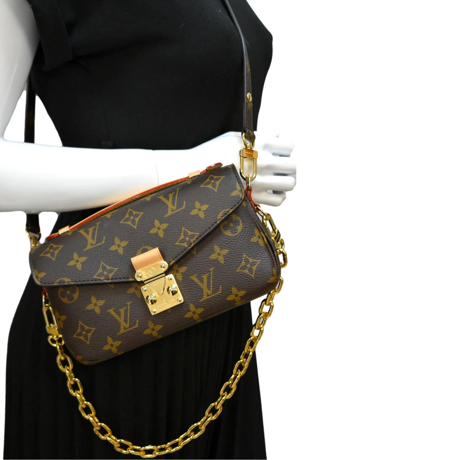 LOUIS VUITTON Metis East West Pochette Monogram Canvas Shoulder Bag Brown