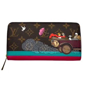 LOUIS VUITTON Monogram 2015 Christmas Animation Sarah Zippy Wallet - Brown & Hibiscus