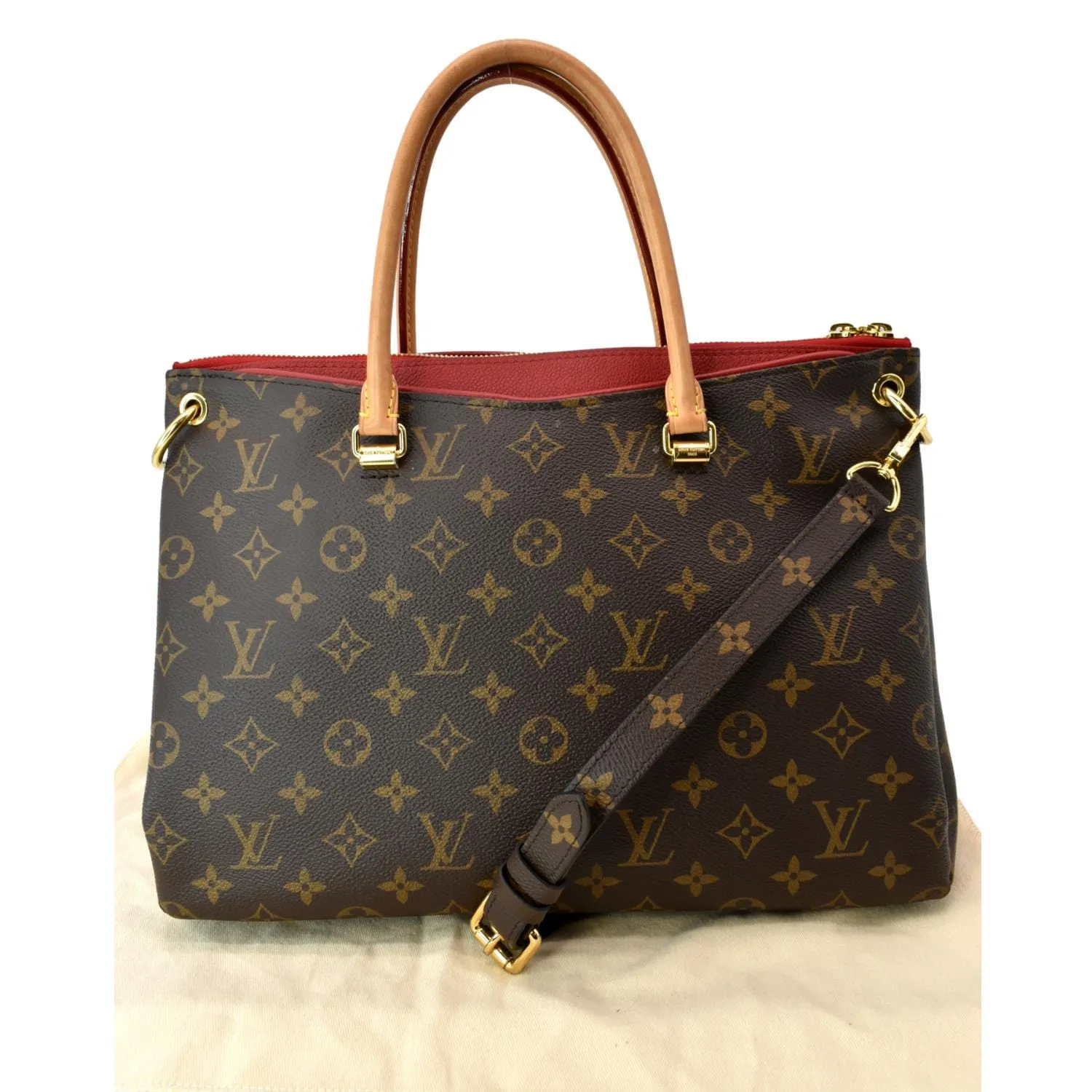 LOUIS VUITTON Pallas MM Monogram Canvas Shoulder Bag Brown