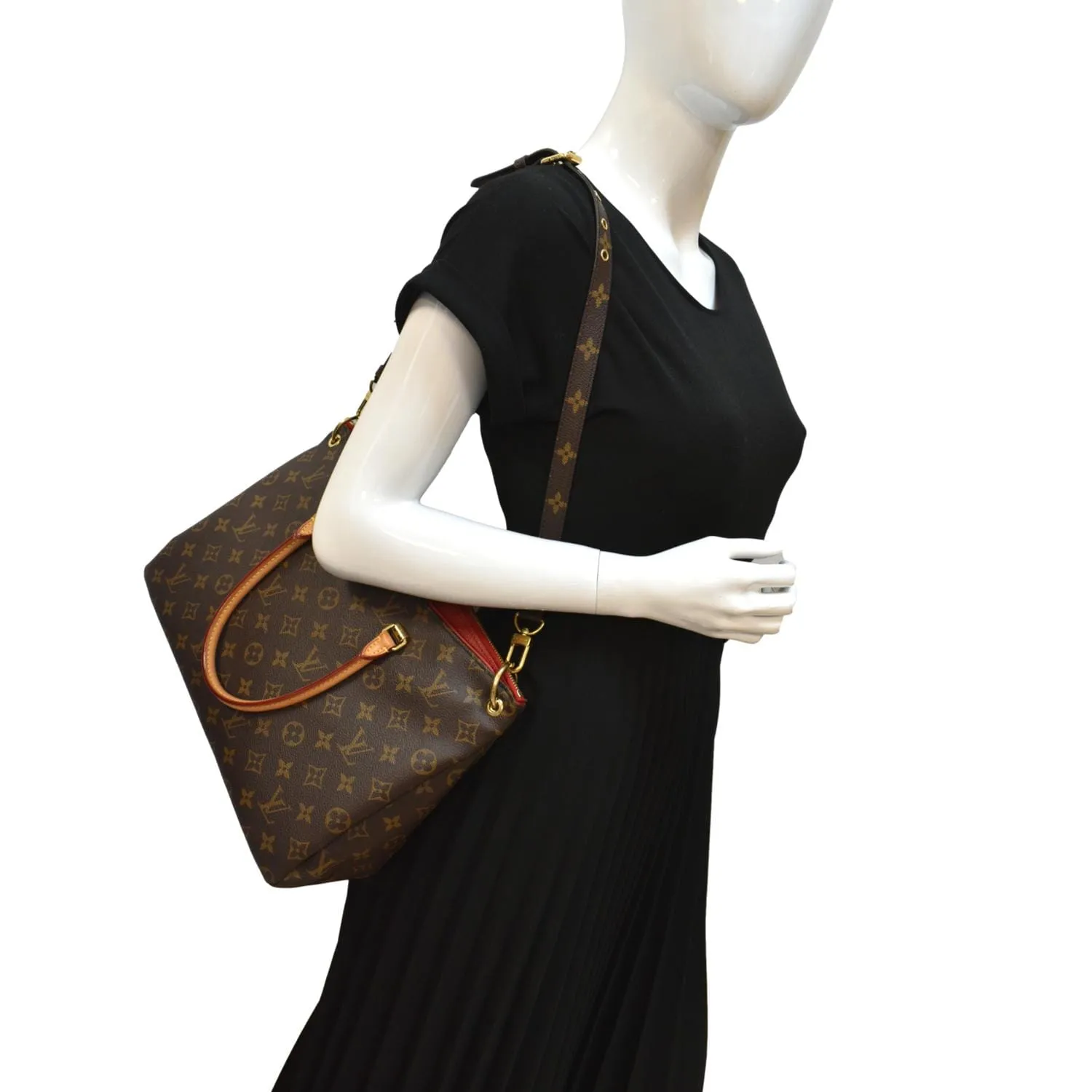 LOUIS VUITTON Pallas MM Monogram Canvas Shoulder Bag Brown
