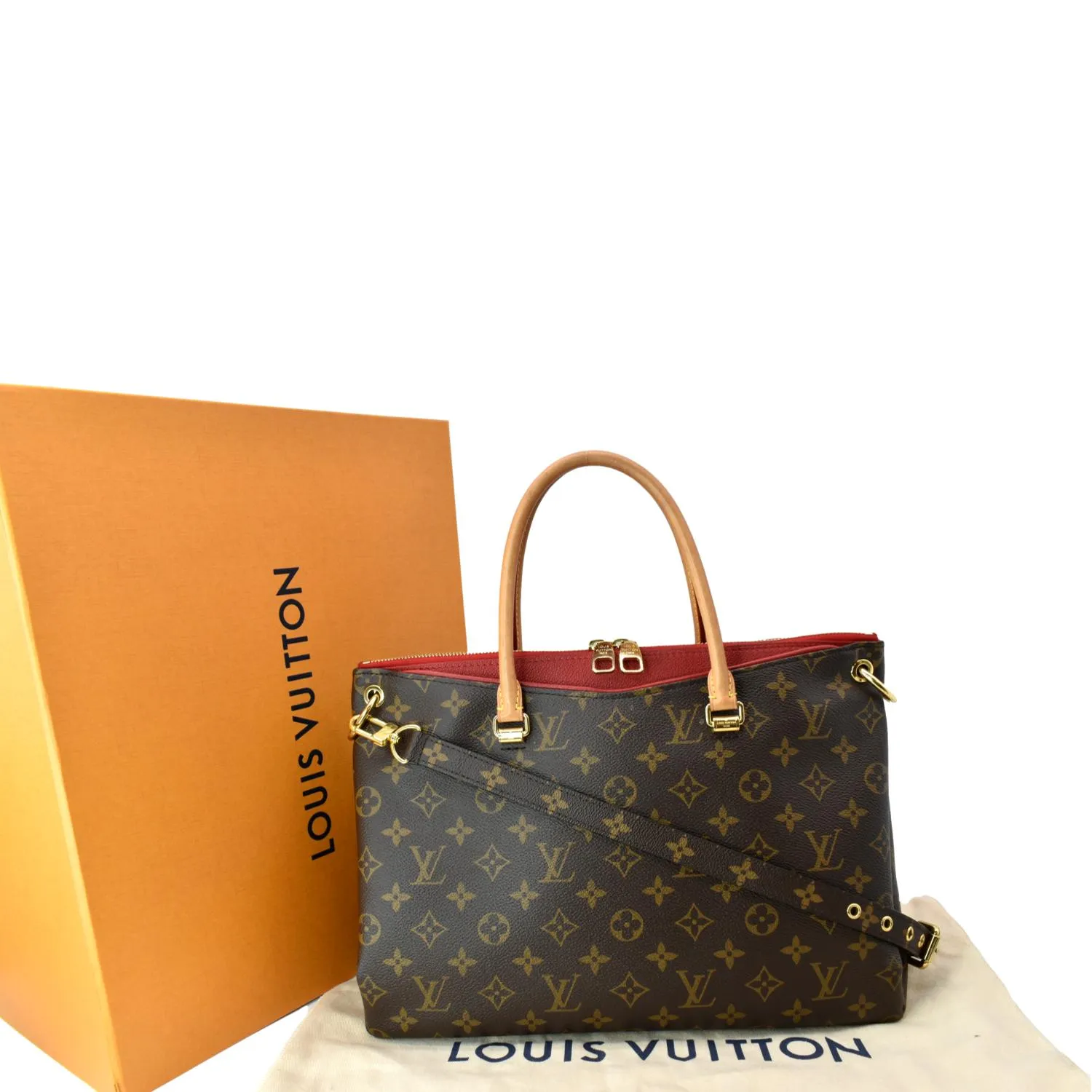 LOUIS VUITTON Pallas MM Monogram Canvas Shoulder Bag Brown