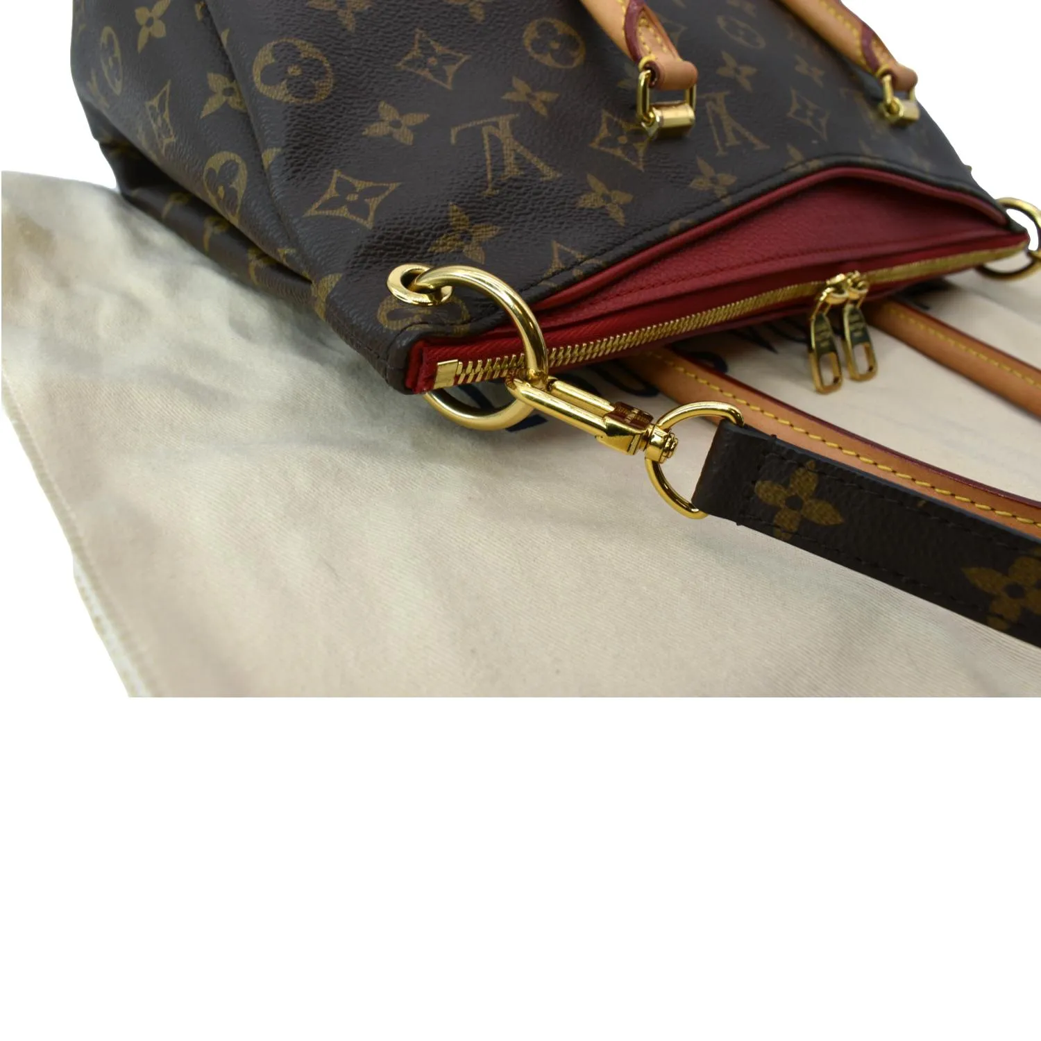 LOUIS VUITTON Pallas MM Monogram Canvas Shoulder Bag Brown