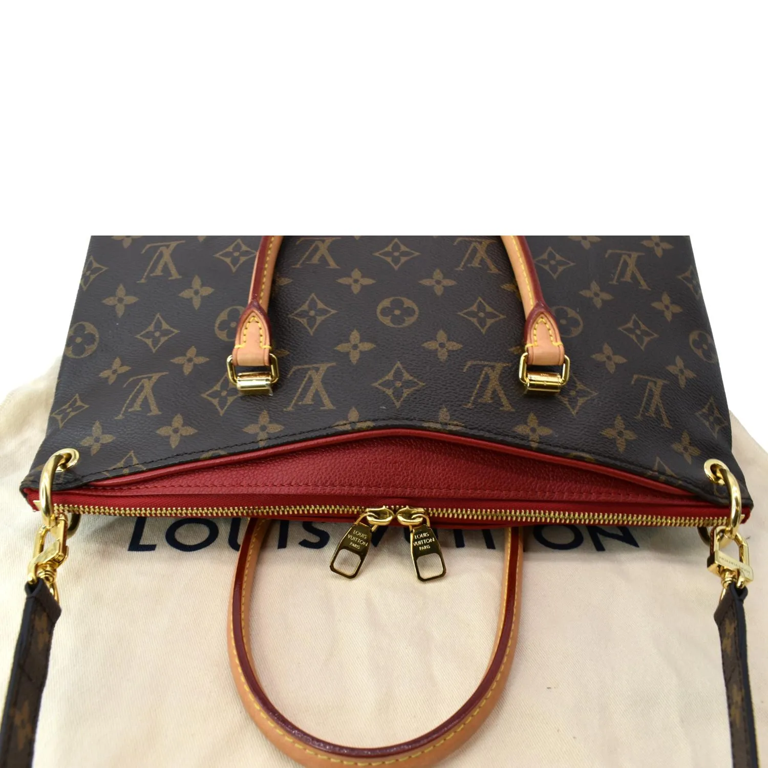 LOUIS VUITTON Pallas MM Monogram Canvas Shoulder Bag Brown