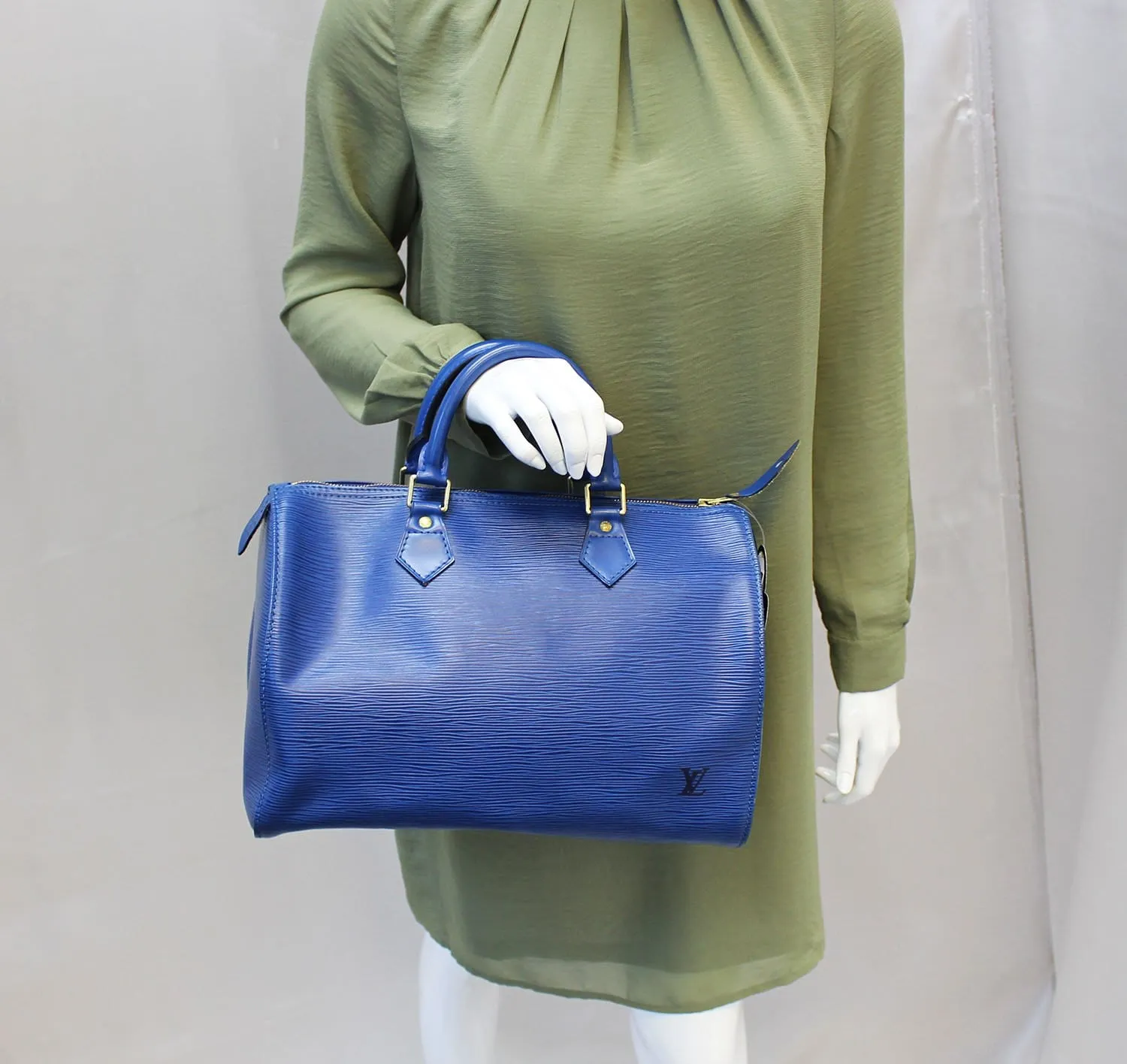 LOUIS VUITTON Pre Owned  Epi Leather Blue Speedy 30 Satchel Bag
