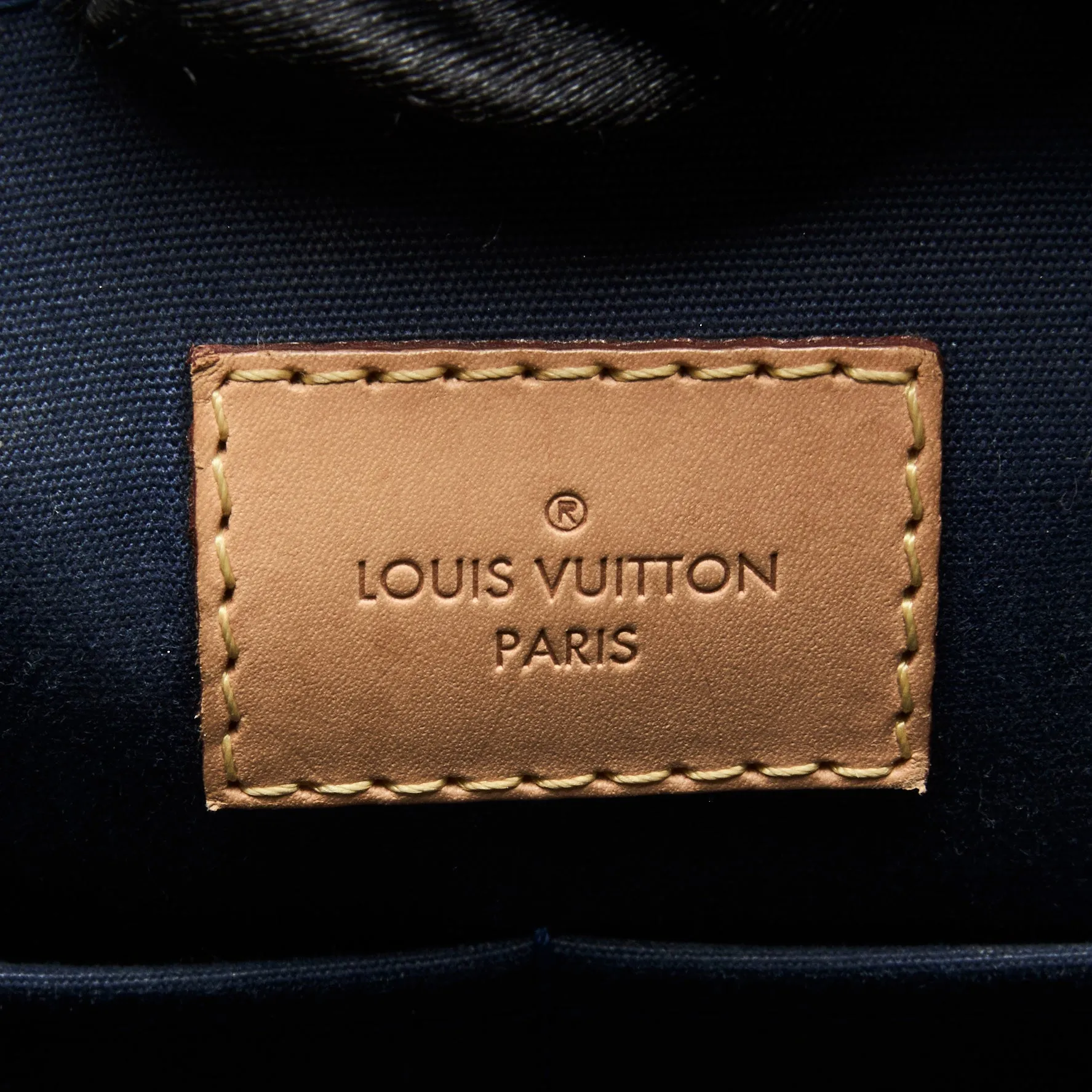 Louis Vuitton "Alma" PM Handbag in Navy Patent Leather