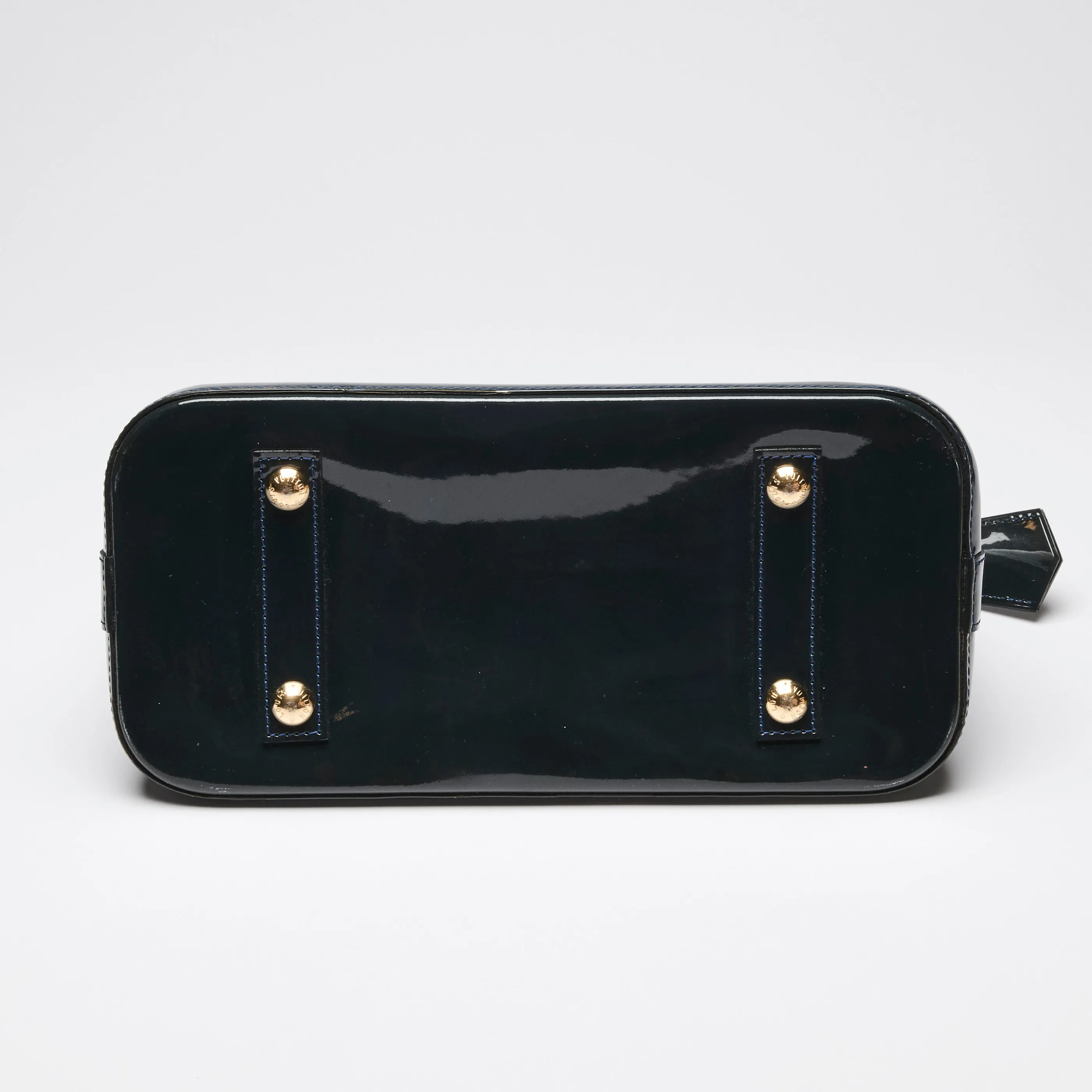 Louis Vuitton "Alma" PM Handbag in Navy Patent Leather