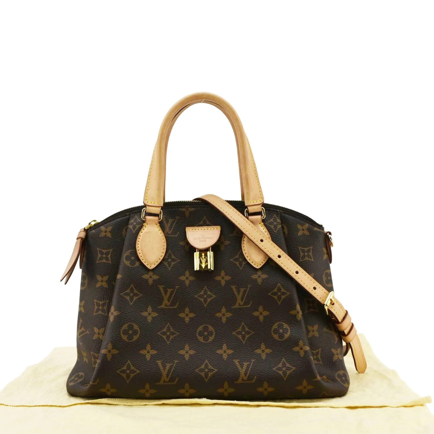 LOUIS VUITTON Rivoli PM Monogram Canvas Satchel Bag Brown