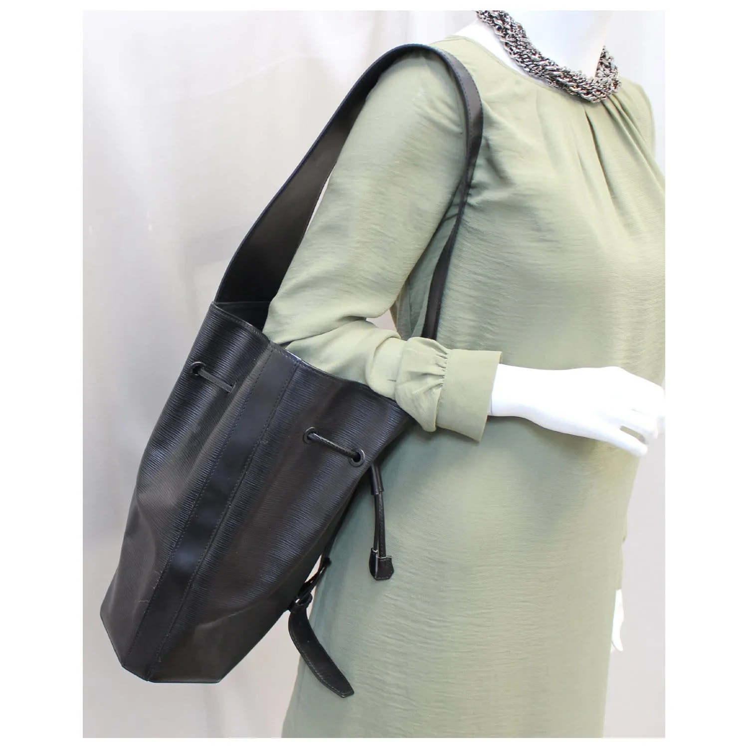 LOUIS VUITTON Sac a Dos Epi Leather Shoulder Bag Black