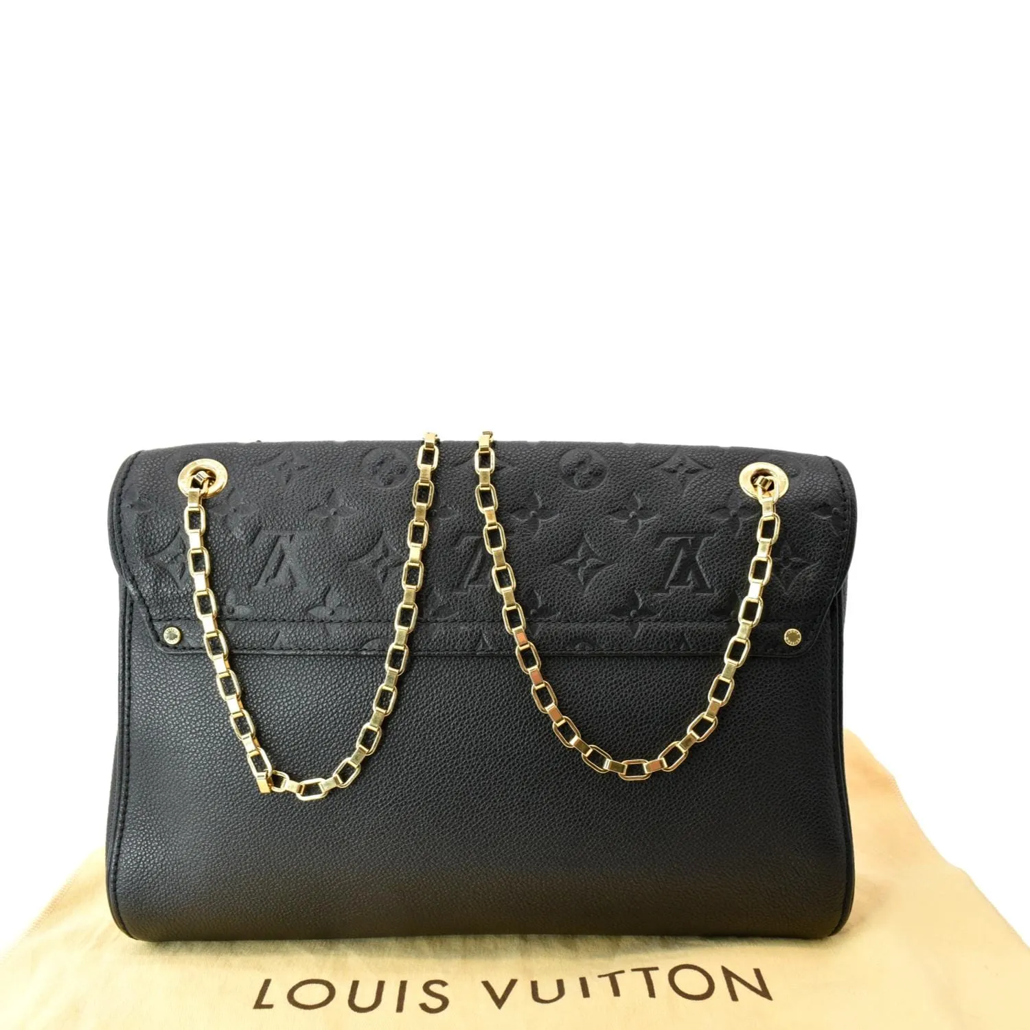 LOUIS VUITTON Saint Germain MM Monogram Empreinte Leather Shoulder Bag Black