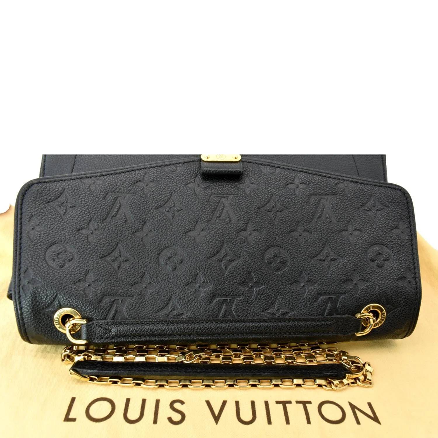 LOUIS VUITTON Saint Germain MM Monogram Empreinte Leather Shoulder Bag Black