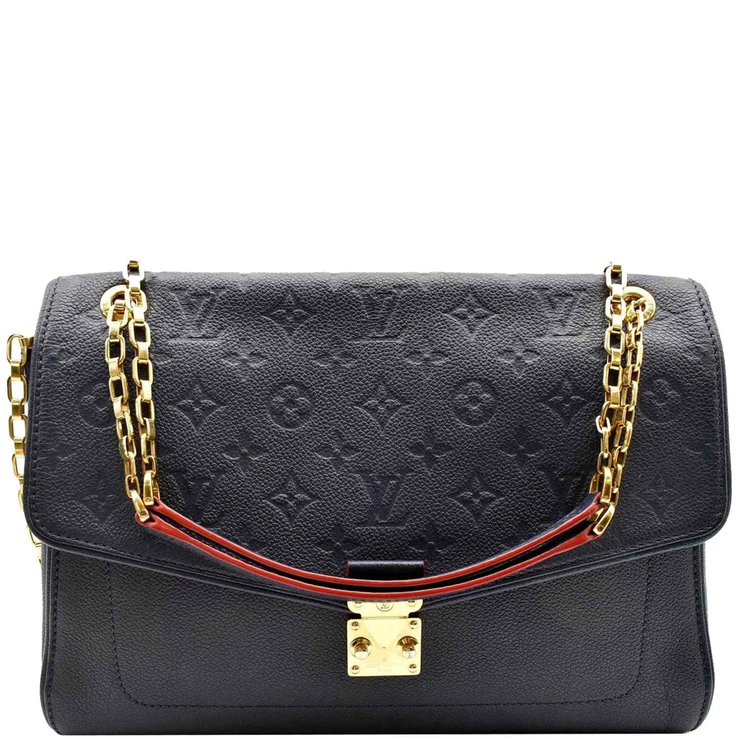 LOUIS VUITTON Saint Germain MM Monogram Empreinte Leather Shoulder Bag Black