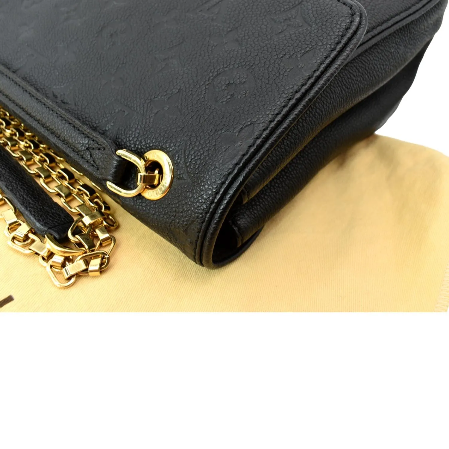 LOUIS VUITTON Saint Germain MM Monogram Empreinte Leather Shoulder Bag Black