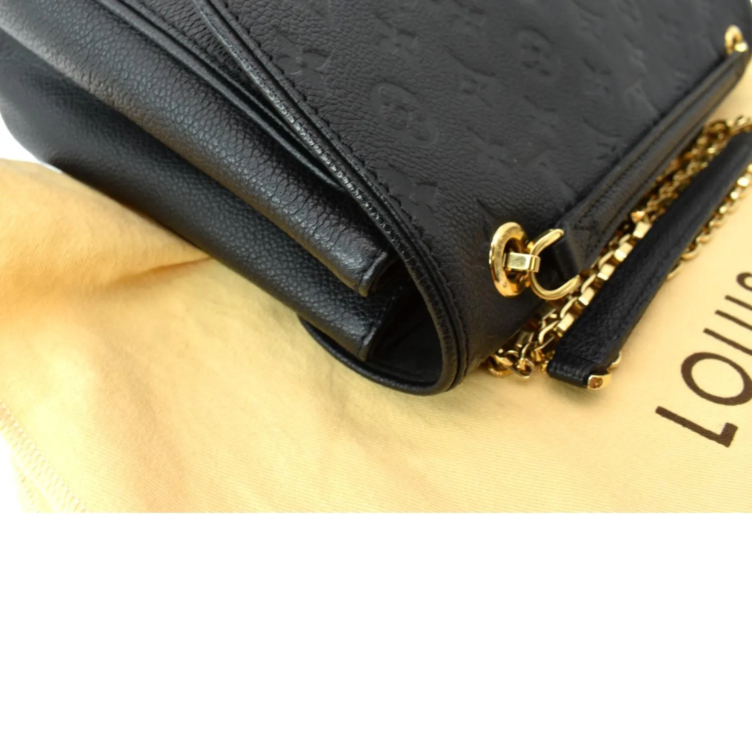 LOUIS VUITTON Saint Germain MM Monogram Empreinte Leather Shoulder Bag Black