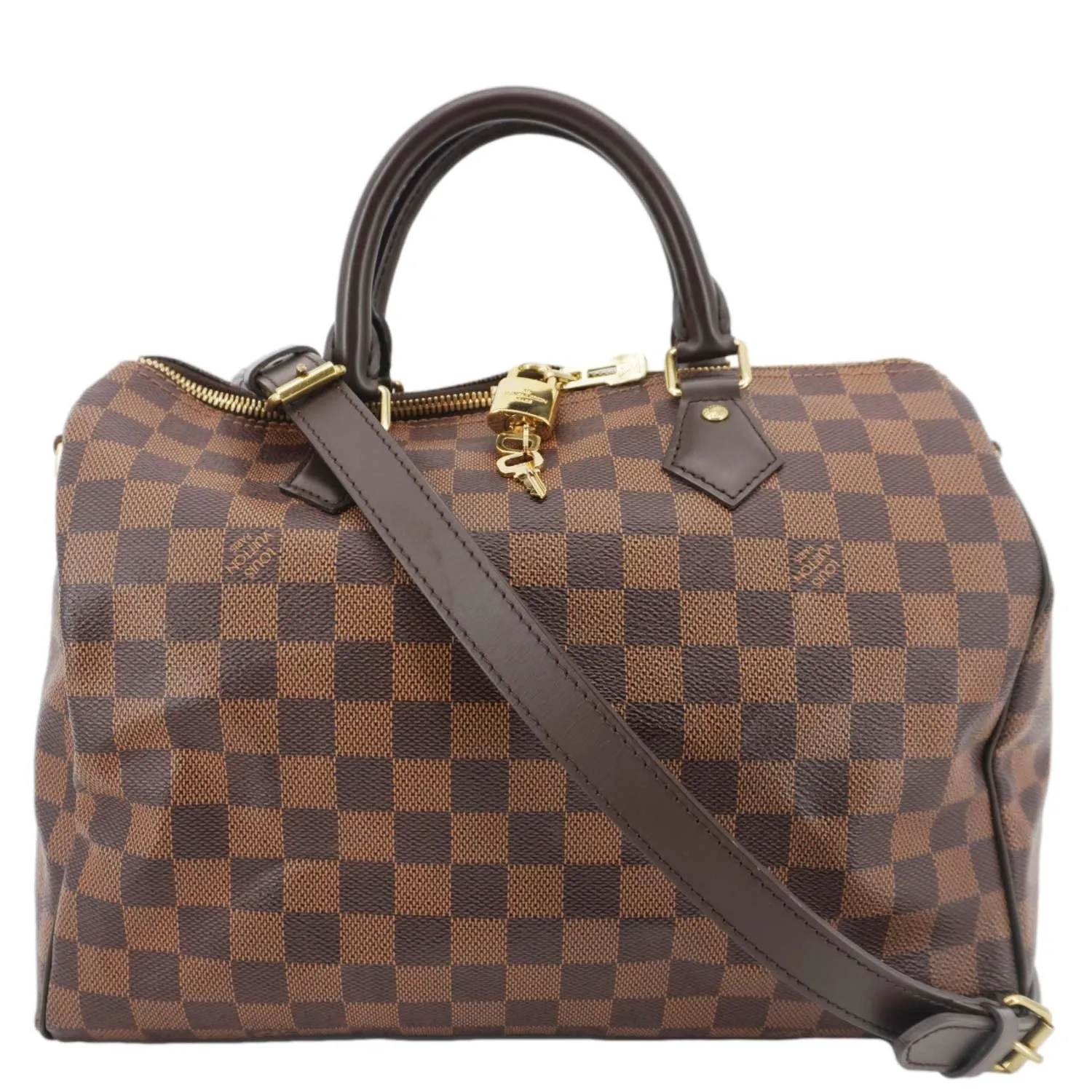 LOUIS VUITTON Speedy 30 Bandouliere Damier Ebene Shoulder Bag Brown