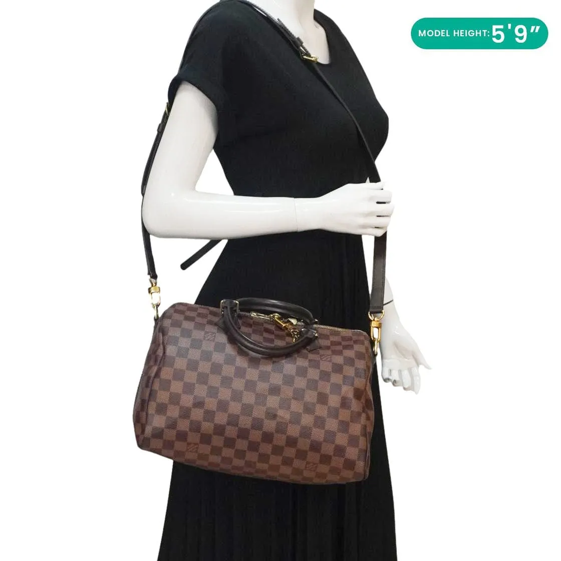 LOUIS VUITTON Speedy 30 Bandouliere Damier Ebene Shoulder Bag Brown