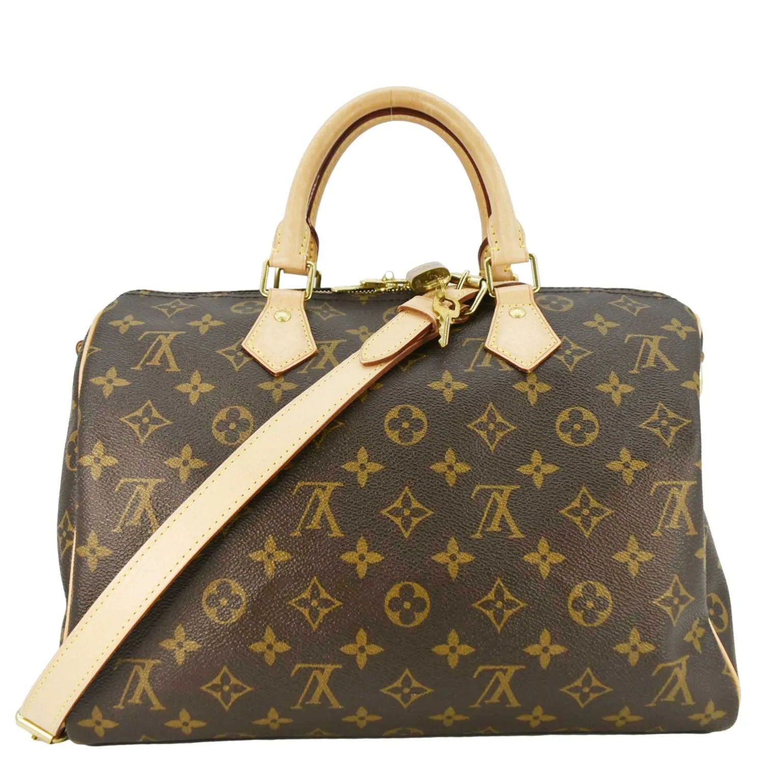 LOUIS VUITTON Speedy 30 Bandouliere Monogram Canvas Crossbody Bag Brown