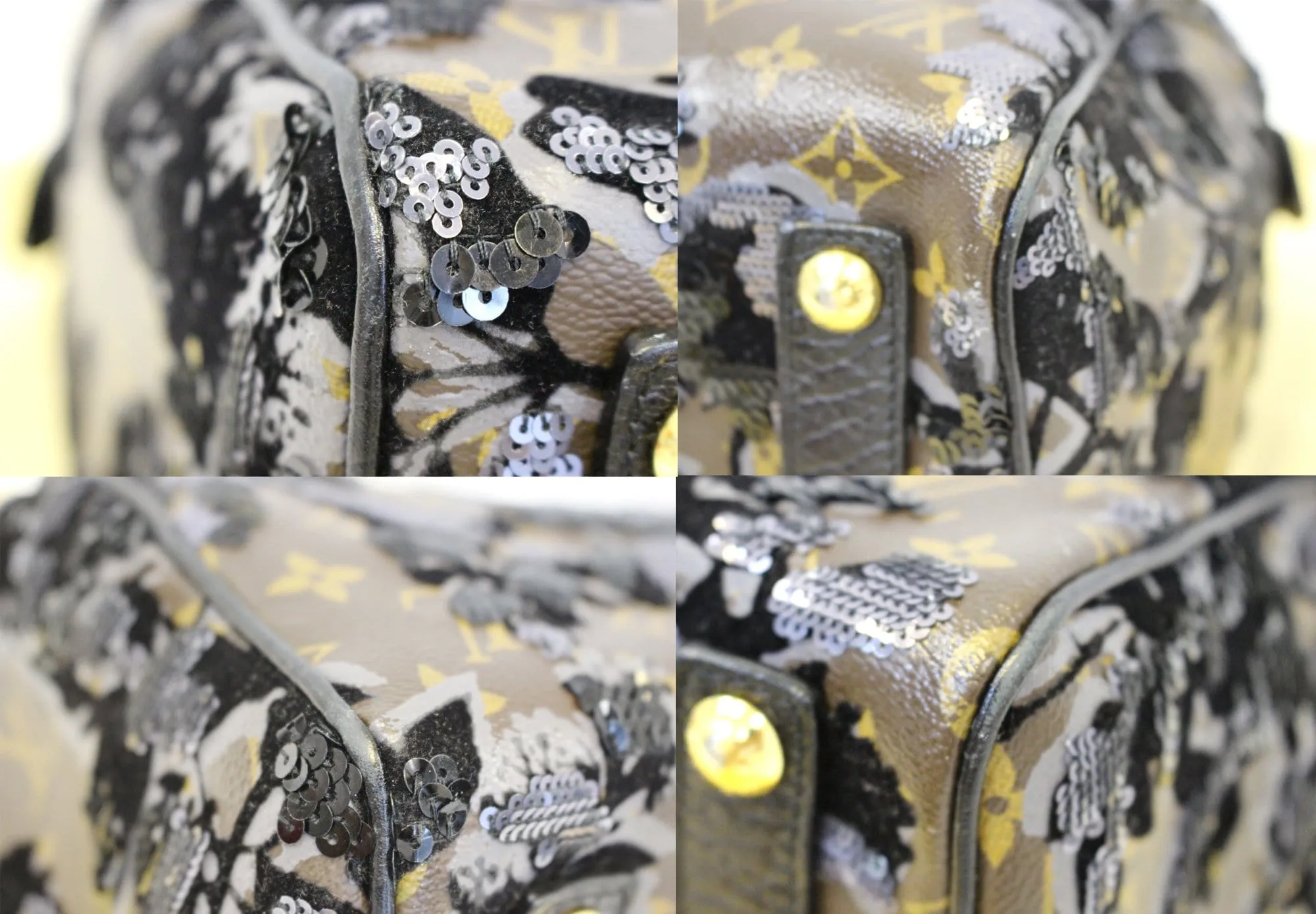 LOUIS VUITTON Speedy 30 Monogram Fleur De Jais Sequins Satchel Bag