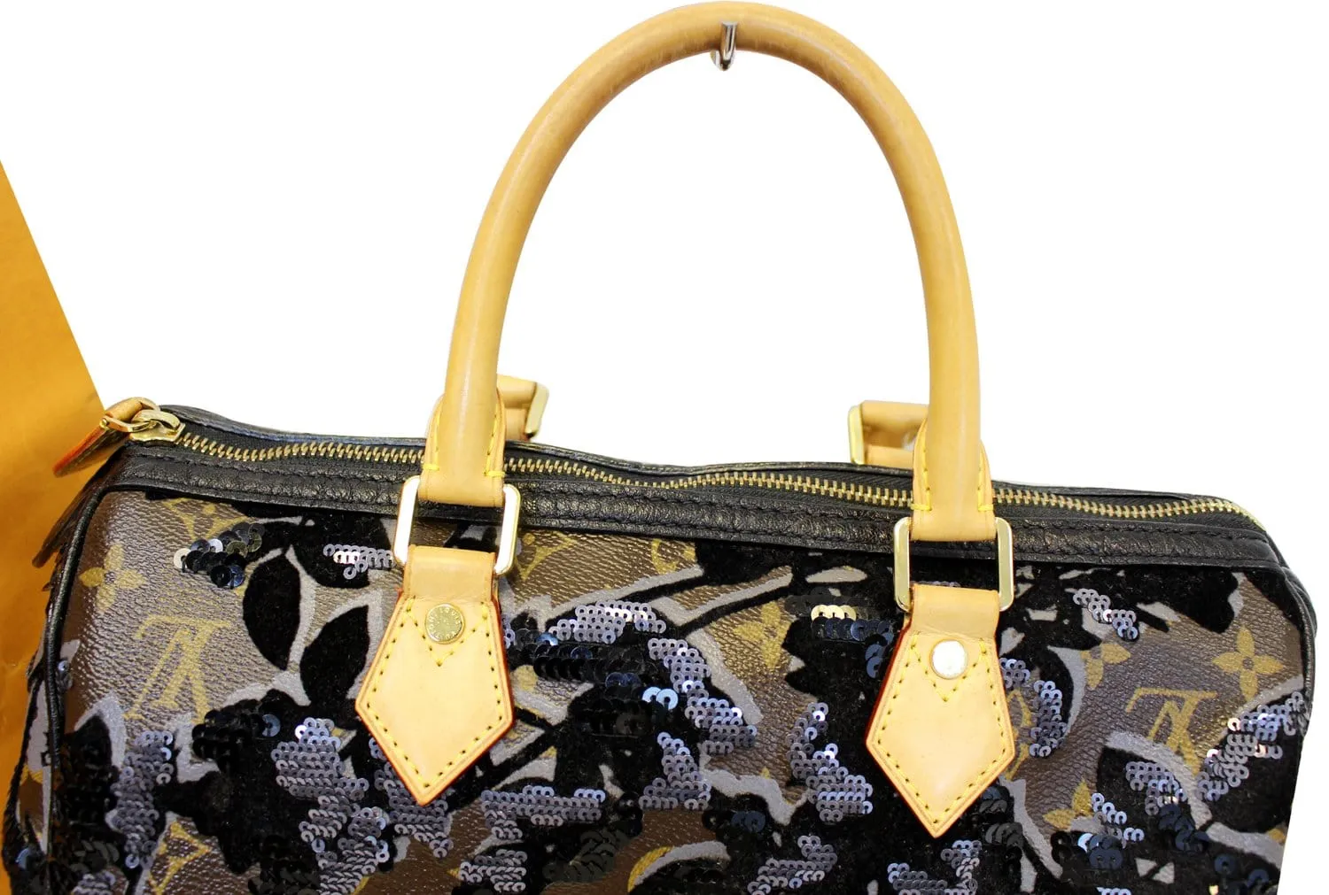LOUIS VUITTON Speedy 30 Monogram Fleur De Jais Sequins Satchel Bag