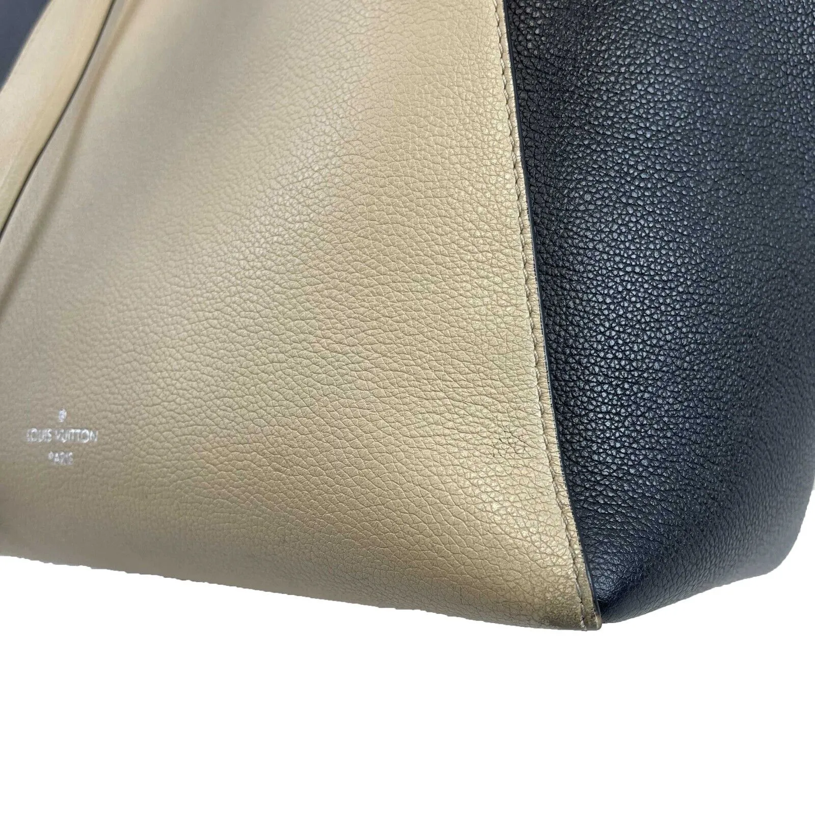 Louis Vuitton Twist Lock Me Go Tote Taurillon Beige and Black Handbag