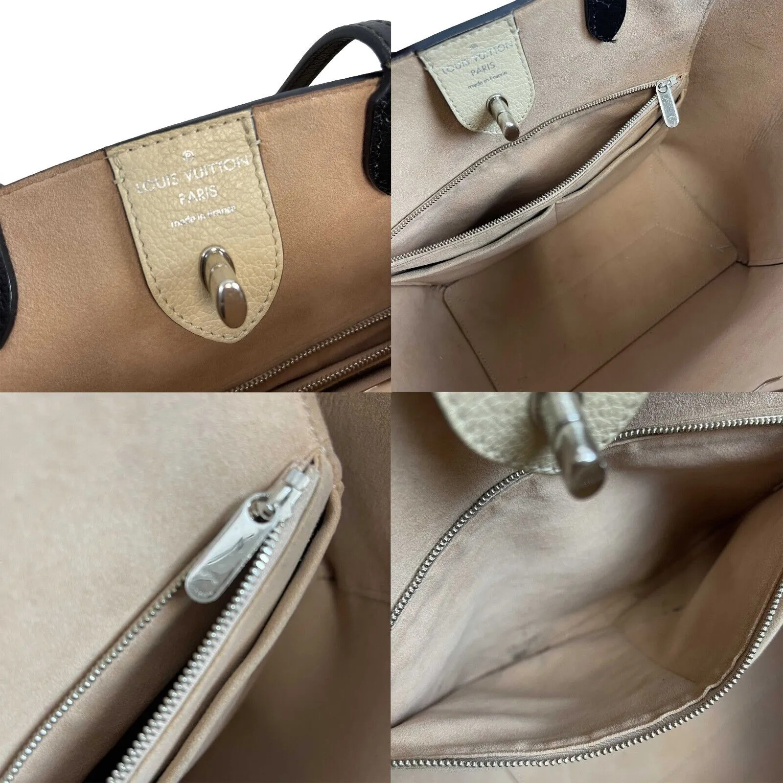 Louis Vuitton Twist Lock Me Go Tote Taurillon Beige and Black Handbag
