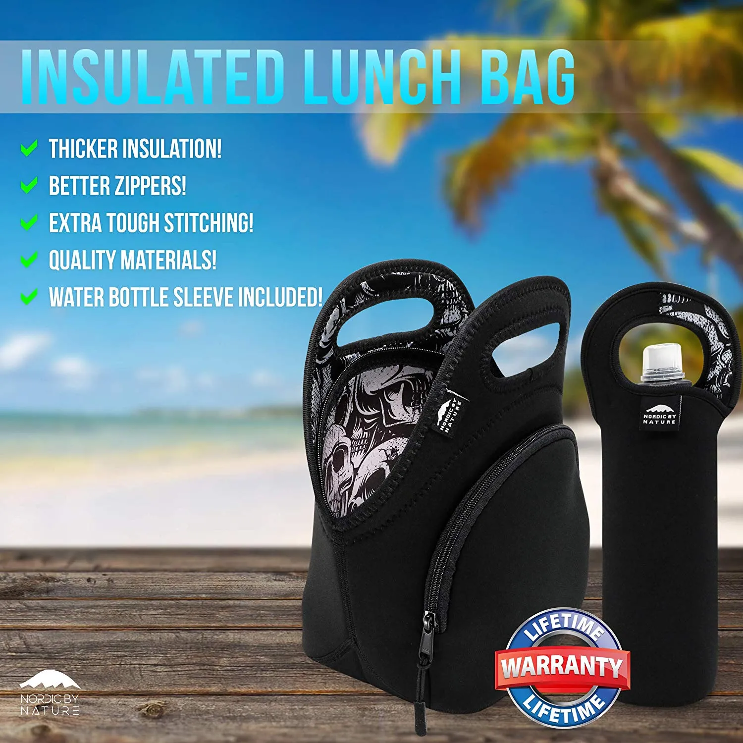 LUNCH BAG SET 12" SKULLS