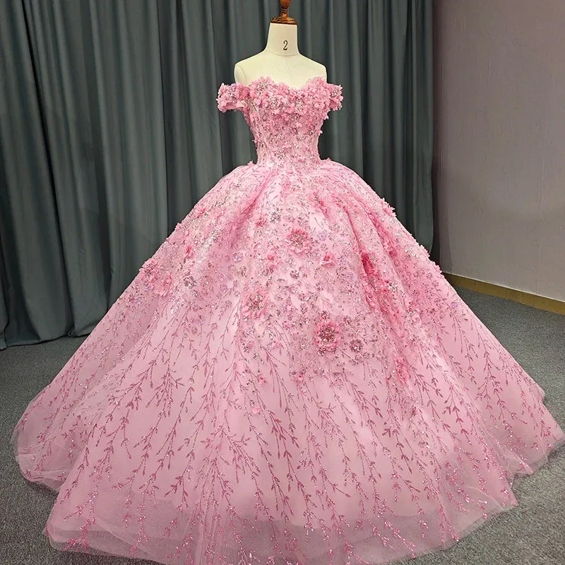 Luxury Ball Gown Appliques Off the Shoulder Sweet 16 Dresses Beading Quinceanera Dresses