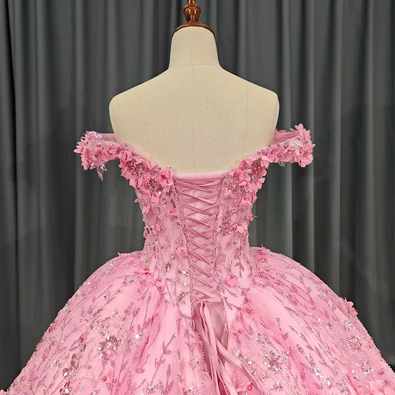 Luxury Ball Gown Appliques Off the Shoulder Sweet 16 Dresses Beading Quinceanera Dresses