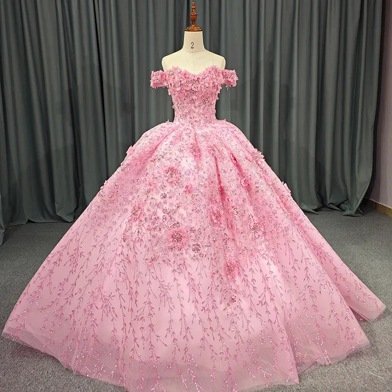 Luxury Ball Gown Appliques Off the Shoulder Sweet 16 Dresses Beading Quinceanera Dresses