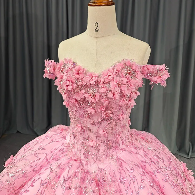 Luxury Ball Gown Appliques Off the Shoulder Sweet 16 Dresses Beading Quinceanera Dresses