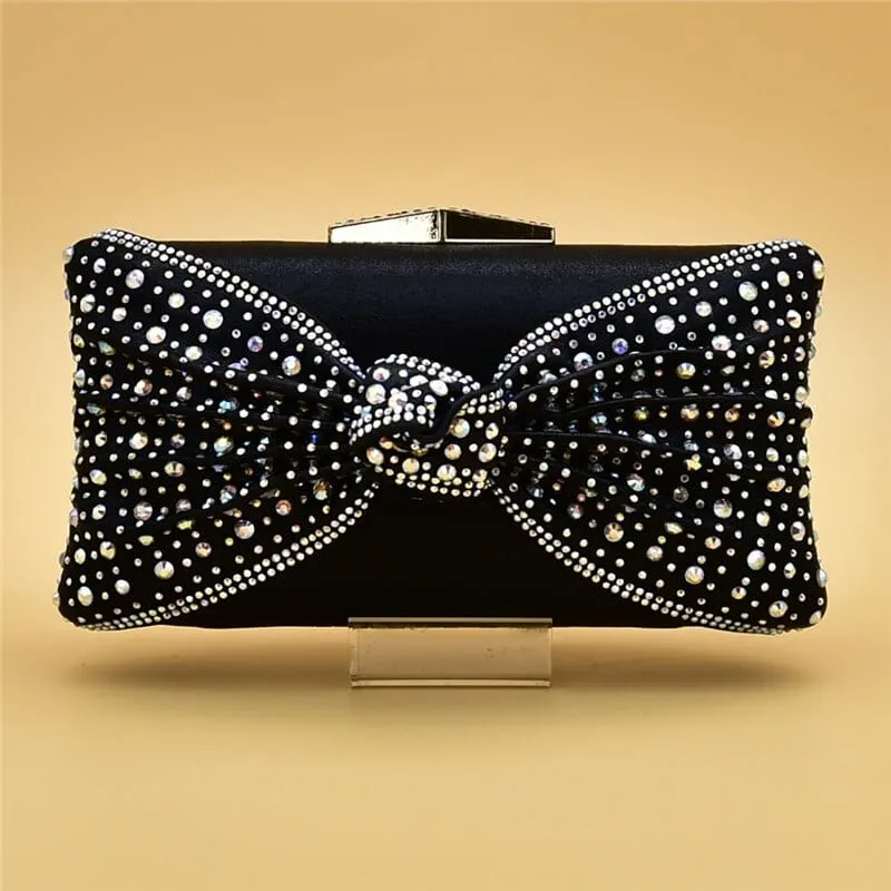 Luxury Italian Shoes and Bag Set for Party Decorated with Rhinestones