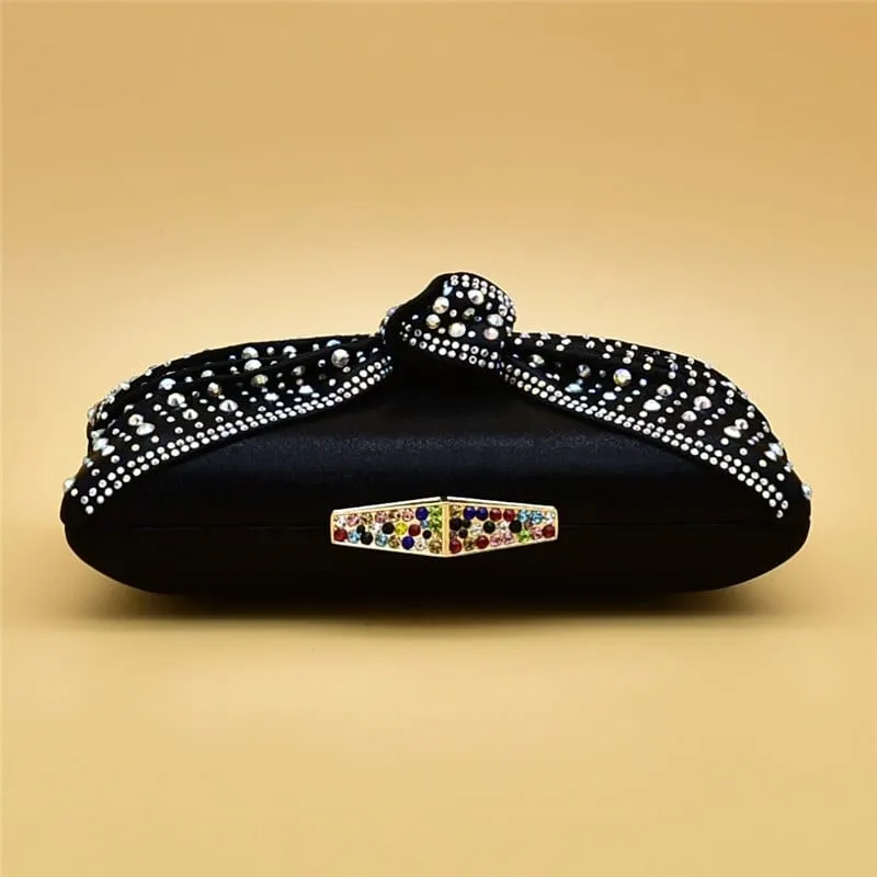 Luxury Italian Shoes and Bag Set for Party Decorated with Rhinestones