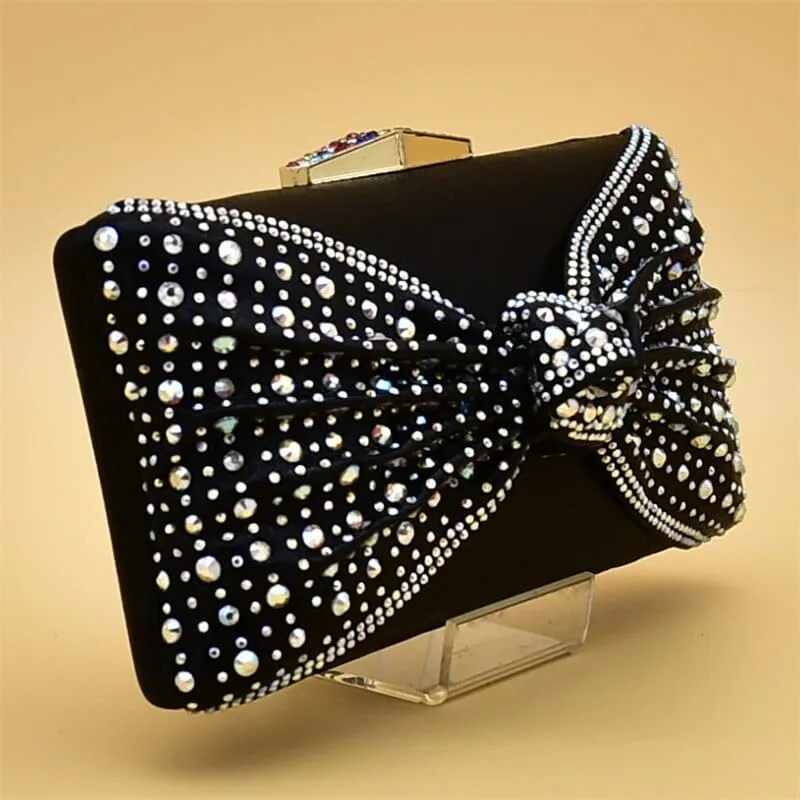 Luxury Italian Shoes and Bag Set for Party Decorated with Rhinestones