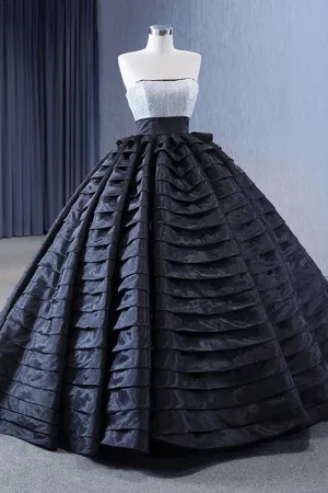 Luxury Strapless Sweep Train Prom Dresses Strapless Ball Gown