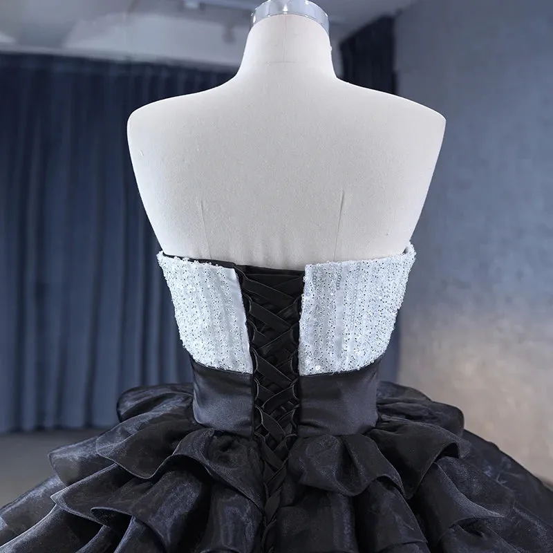 Luxury Strapless Sweep Train Prom Dresses Strapless Ball Gown