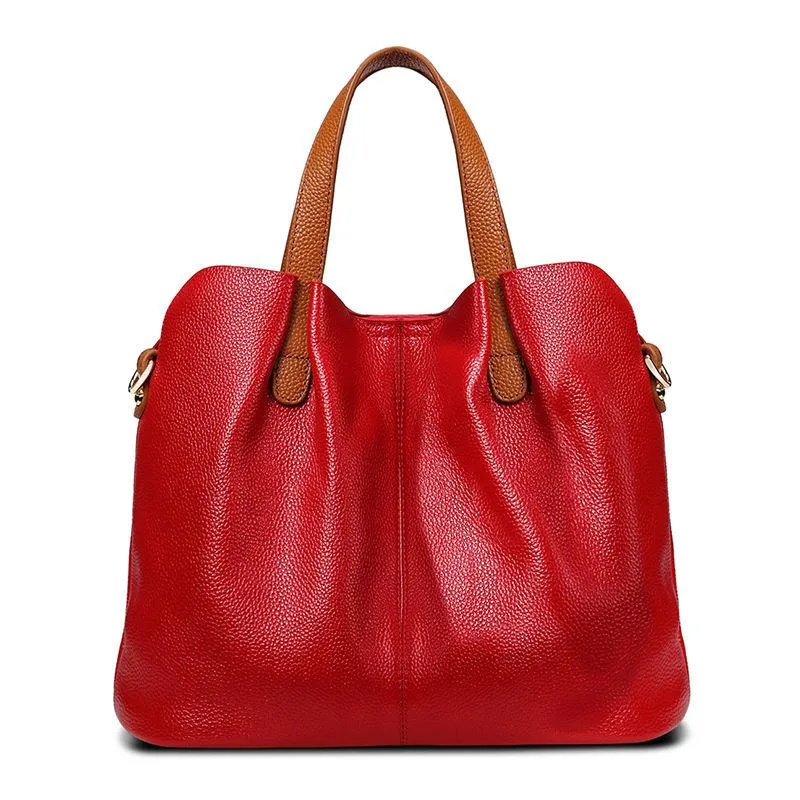 Luxury Top-Handle Bags Genuine Cowhide Leather Handbags for Women Bags Personality Large Capacity European Style Crossbody Bag