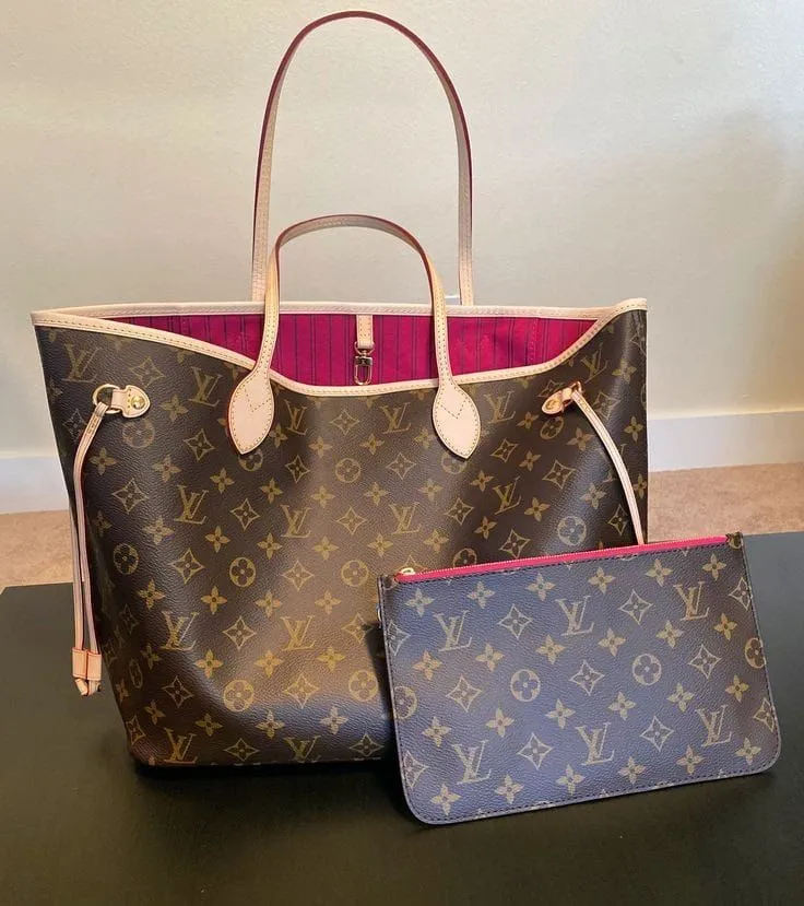 Lv leather neverfull bag
