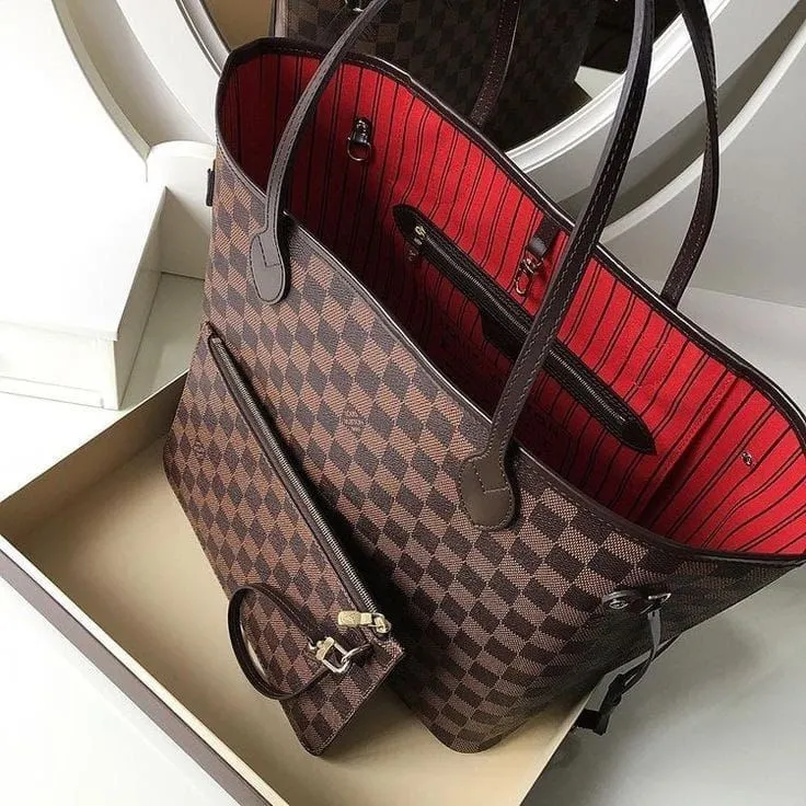 Lv leather neverfull bag