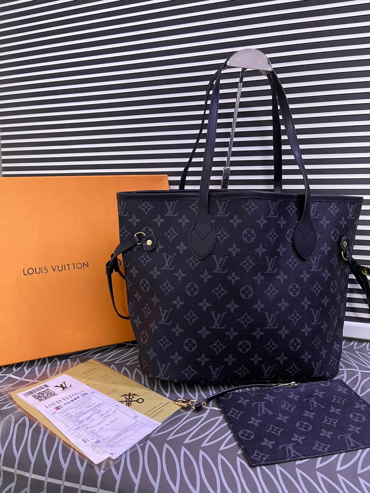 Lv leather neverfull bag