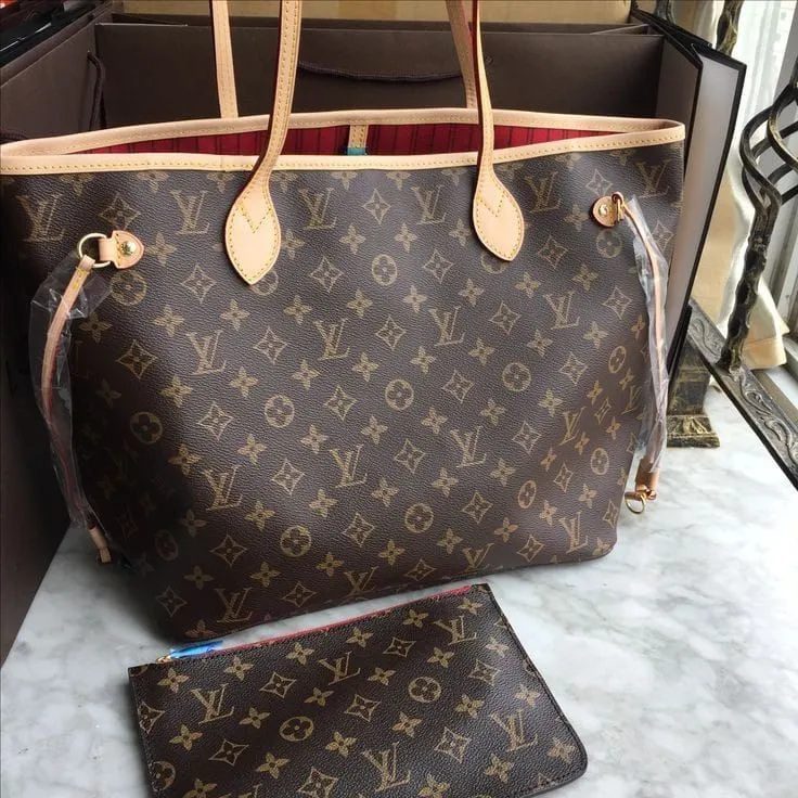 Lv leather neverfull bag