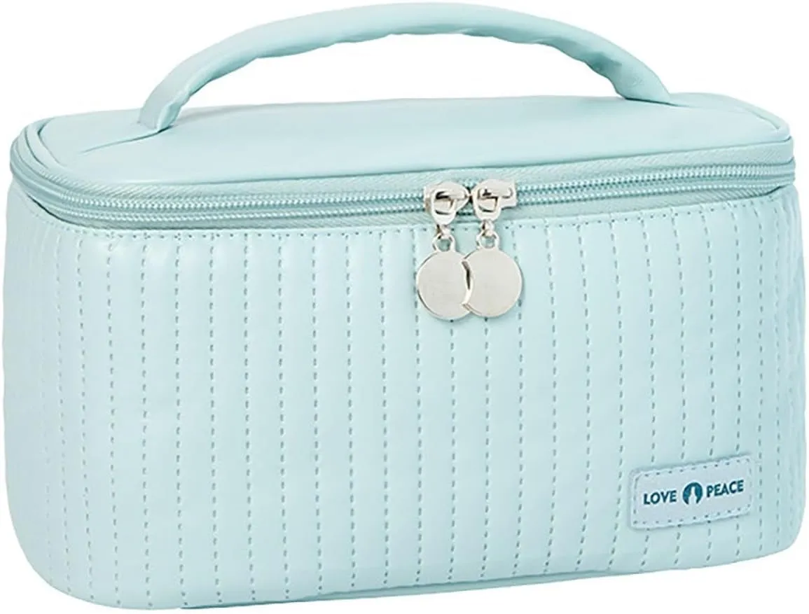 Makeup Waterproof Travel Bag 8.4*5.4 Inch Light blue Pu Leather