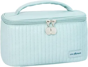 Makeup Waterproof Travel Bag 8.4*5.4 Inch Light blue Pu Leather