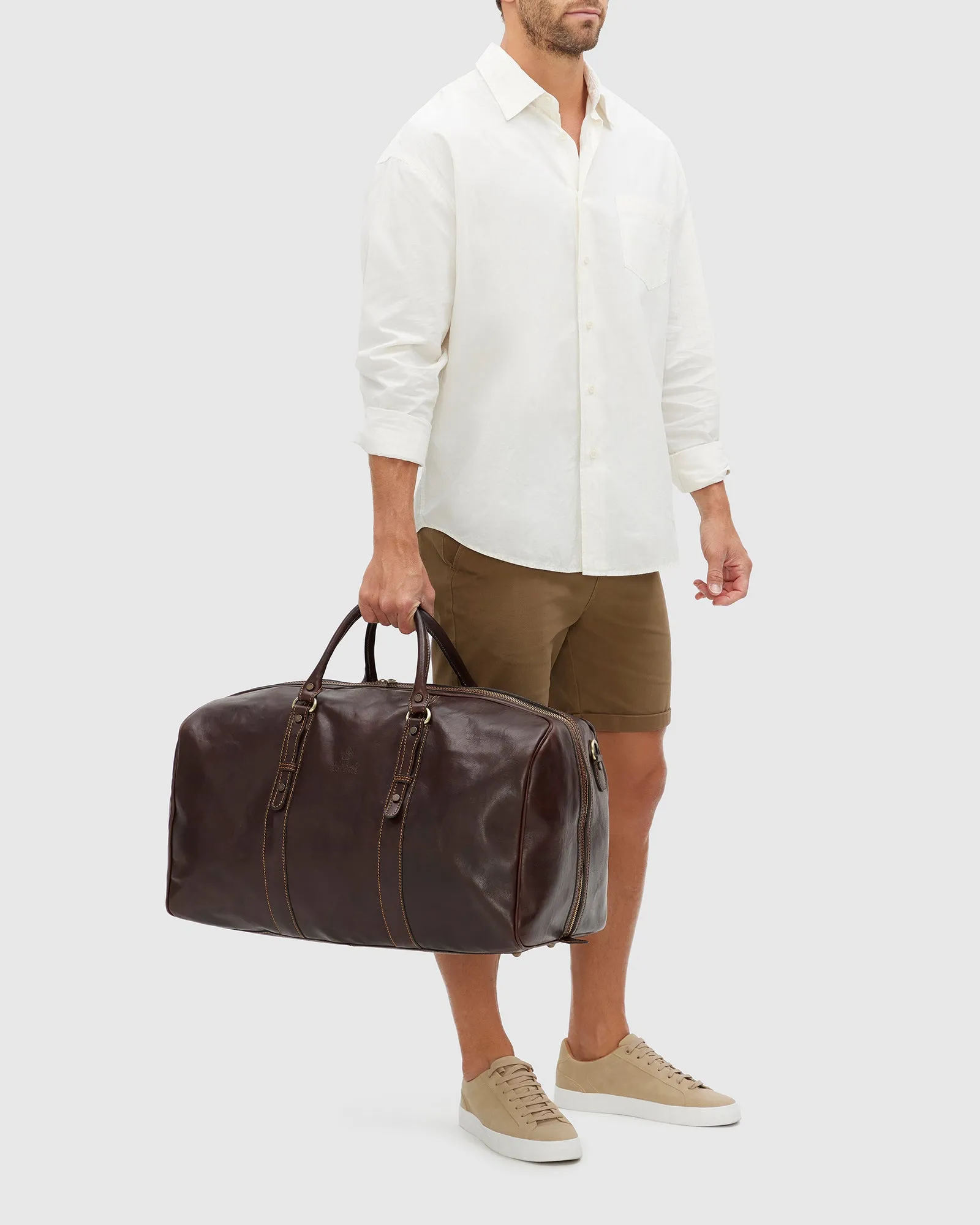 Marco Polo Chocolate Leather Large Duffle Bag