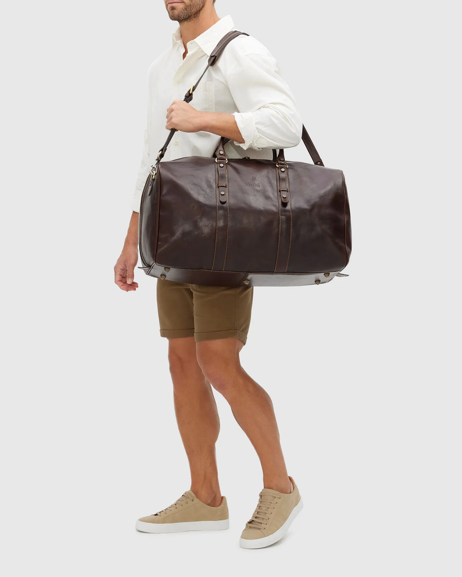 Marco Polo Chocolate Leather Large Duffle Bag