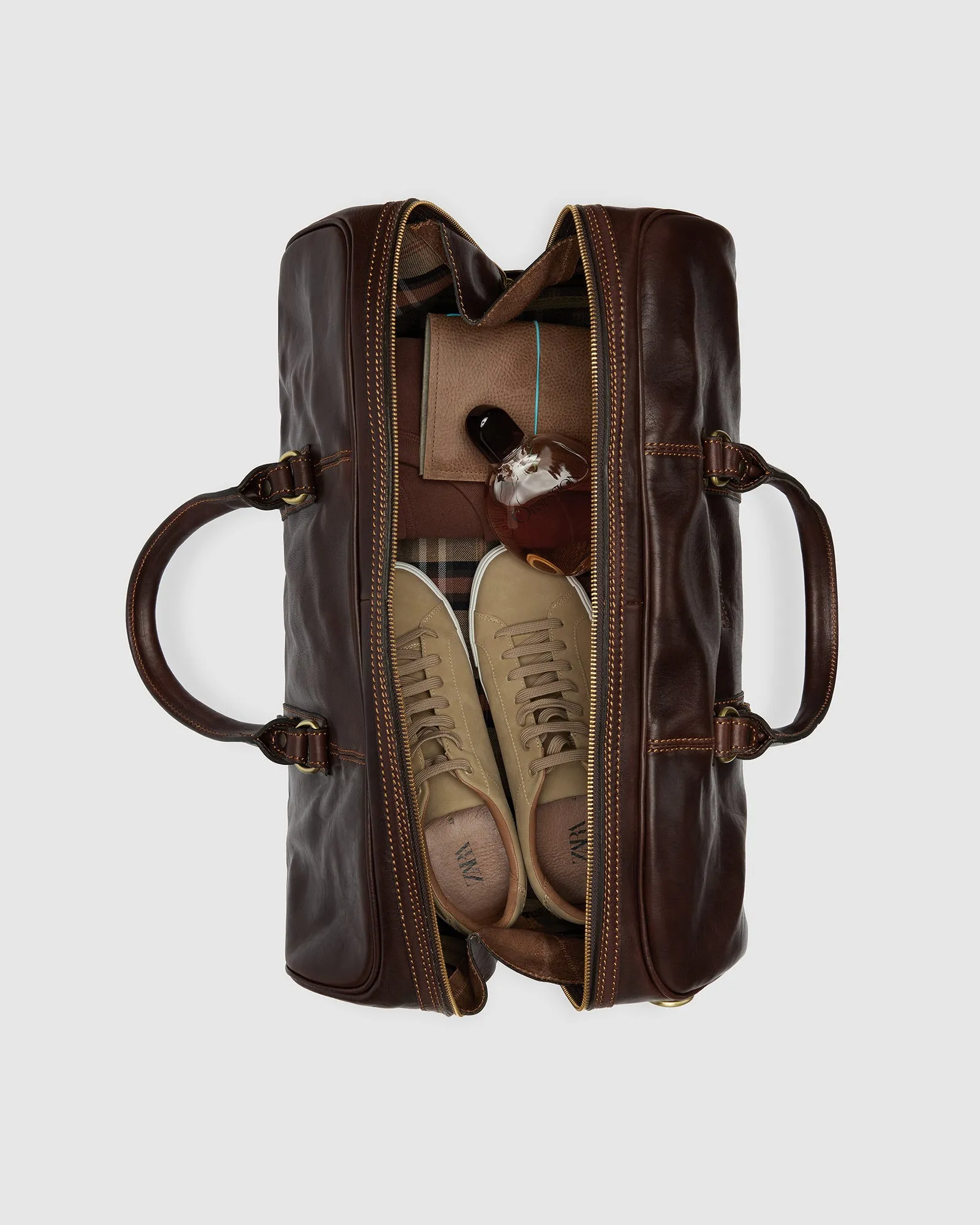Marco Polo Chocolate Leather Large Duffle Bag